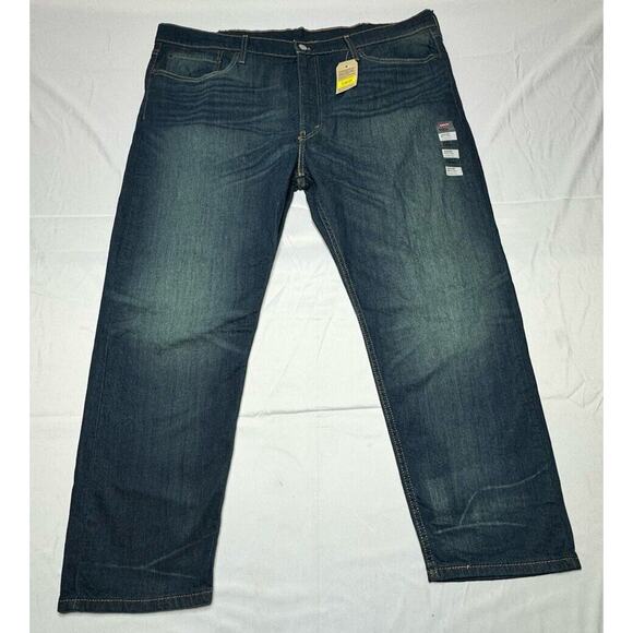 NWT Levis 502 Men's Straight Leg Dark Wash Blue Denim Jeans - Size 44x30 - Picture 1 of 9